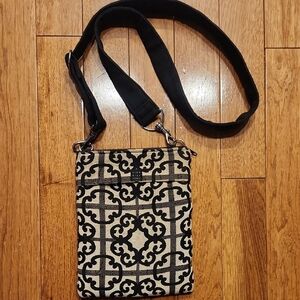 1154 LILL Studio Black & Cream Canvas Crossbody Bag  Adjustable Strap